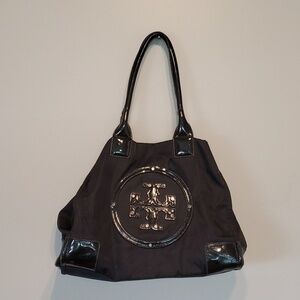 Tory Burch Womens Big Logo Satchel Large Tote Shoulder bag